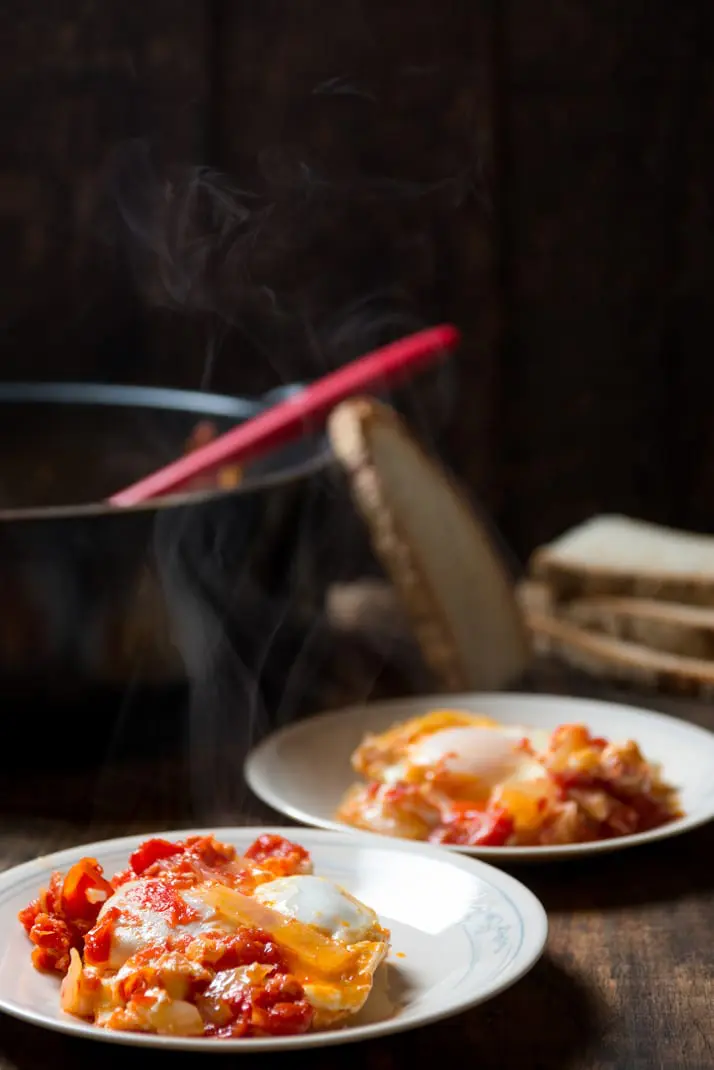 Eggs with tomato and onion
