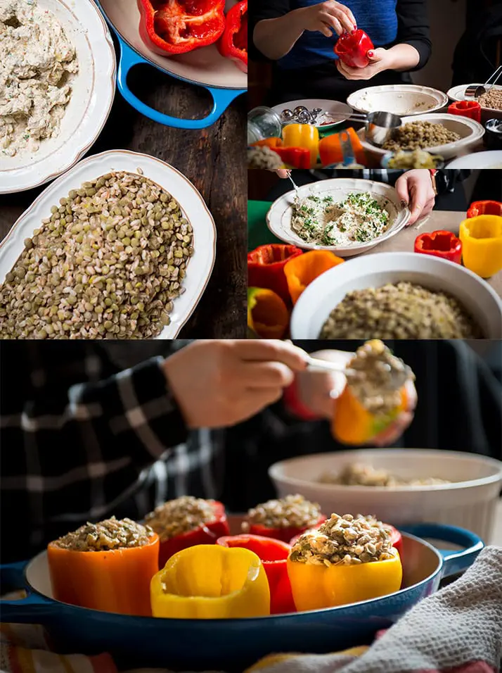 preparing-lentil-stuffed-peppers
